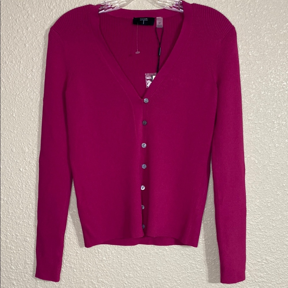 NWT T Tahari Fuchsia Cardigan Size Small